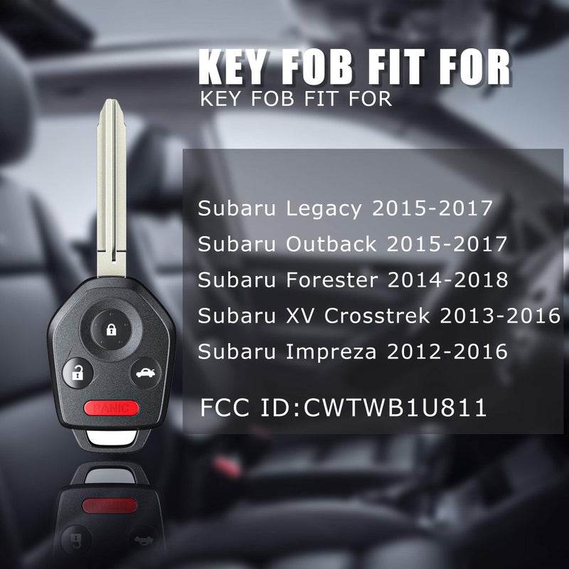 VOFONO Keyless Entry Remote Key Fob Fit for Subaru Legacy 2015-2017/Outback 2015-2017/Forester 2014-2018/ XV CROSSTREK 2013-2016/Impreza 2012-2016 FCC ID: CWTWB1U811 (315 MHZ G Chip) - Image 2
